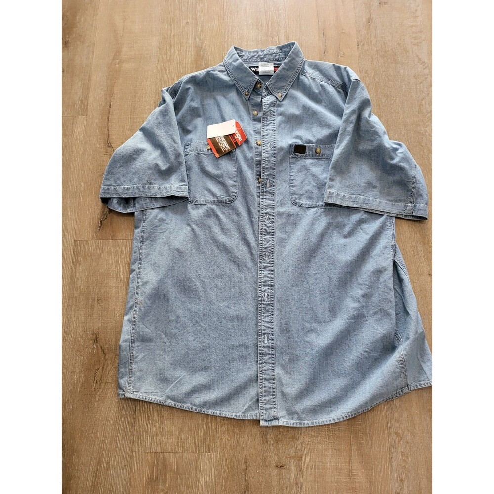 Wrangler Men's Shirt Riggs Workwear Short Sleeve, 2-Pocket Room to Move Comfort